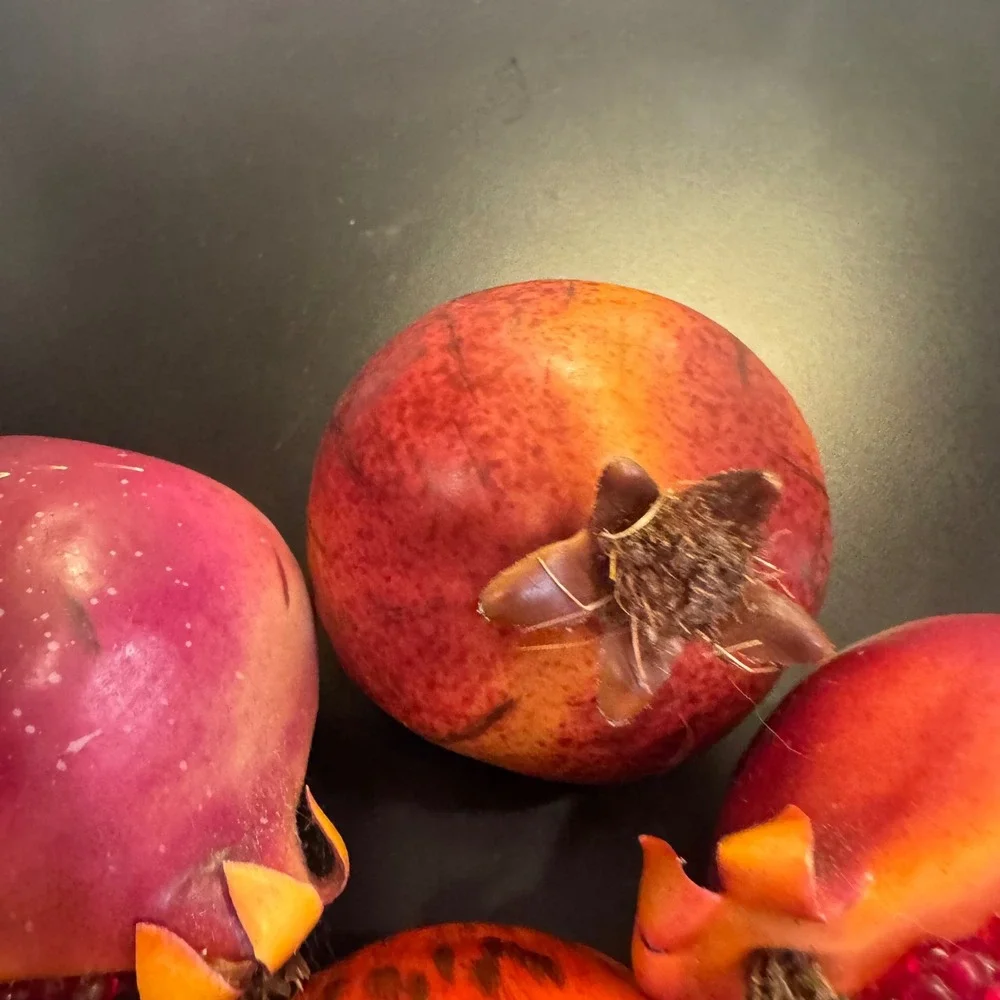 Artificial Pomegranate Set 4 Piece Red Orange Realistic Faux Fruit Decor